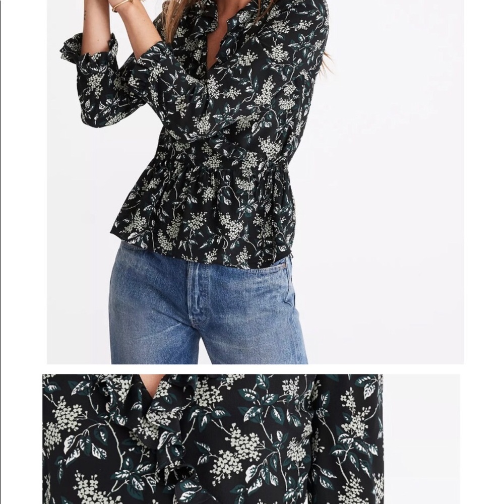 Madewell Black Floral Top
